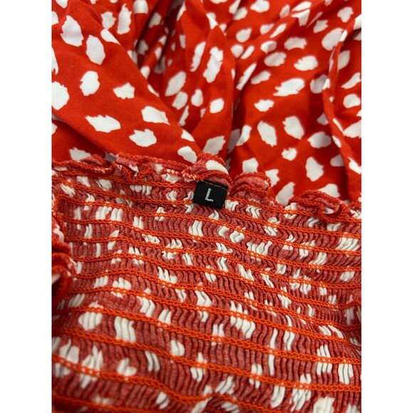 Cheetah Print Strappy Summer Maxi Sundress Women's Size Large Orange Red White - Picture 5 of 5